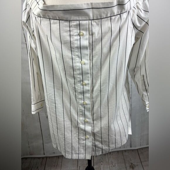 ‼️final must bundle‼️ LOFT Off Shoulder Blouse Top Button Back Cotton - Picture 4 of 6